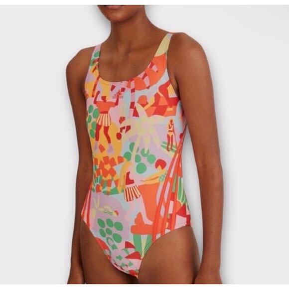 NWT Farm Rio x Adidas Pearl Citrine One Piece Swimsuit Sz. 16 - Picture 3 of 5